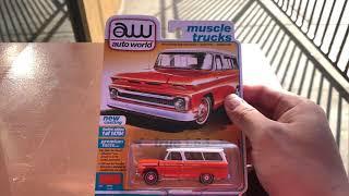 Auto World 1965 Chevy Suburban Orange 1/64 Diecast