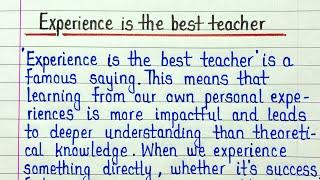 Experience is the best teacher expansion of idea || Expand the theme Experience is the best teacher