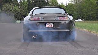 1000HP TOYOTA SUPRA TURBO 2JZ BURNOUT & DRAG RACE!