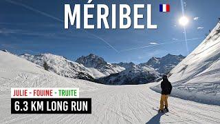 6.3km long run from MONT DE LA CHALLE (2573m) to MÉRIBEL-CENTRE (1450m) in Les 3 Vallées [subtitles]