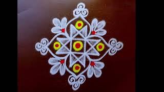 Beautiful traditional rangoli kolam designs  ashtalakshmi Pooja rangoli 4*2*2 dots 4 small muggulu