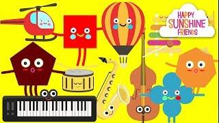 Find shapes, Transport and Musical Instruments | Kids learning lesson