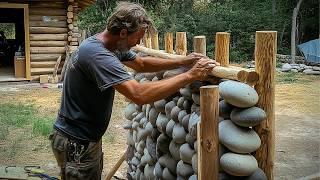 Man Builds CABIN with STONES and LOGS in the Forest | by @bogdanintheforest4382 ​