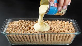 This 2 minute cake is TV worthy! Mix condensed milk and waffle tubes