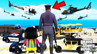 Franklin ONE MAN POLICE Attack MILITARY FORCE (BIGGEST WAR!) in GTA 5 | SHINCHAN and CHOP