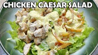 CHICKEN CAESAR SALAD WITH HOMEMADE DRESSING | HUNGRY MOM COOKING