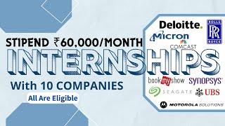 INTERNSHIPS️ | INTERNSHIPS️ | STIPEND ₹60K/MONTH | INTERNSHIP With 10 COMPANIES | All Are Eligible