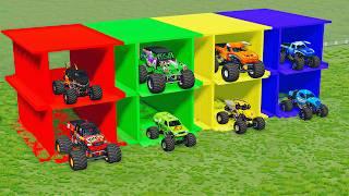 8 Monster Truck From COLORFUL BOXES - Monster Trucks Crashes