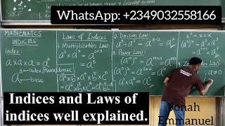 INDICES | ALL 7 LAWS OF INDICES (Complete mathematic tutorial) #excellenceacademy #jonahemmanuel