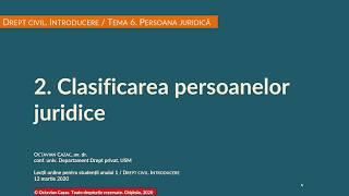 Clasificarea persoanelor juridice (Drept civil MD)