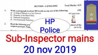 hp police sub inspector mains 20  nov 2019