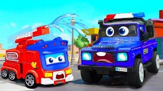 Rescue Police Car on Fire | Rescue Car Team Mission | Dinky TV