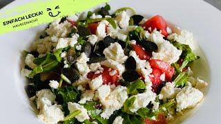 Wassermelonen Salat mit Rucola und Feta, einfach zubereiten!