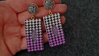 houndstooth pattern earrings from polymer clay. DIY Jewelry