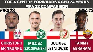 Top 4 Centre Forwards aged 24 - Nkunku vs Szczepanski vs Letniowski vs Abraham (FIFA23 Comparison)