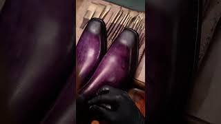 Blank to Purple: Mastering the Gifennse Leather Boots Coloring Process H #shoes #mensshoes #loafers