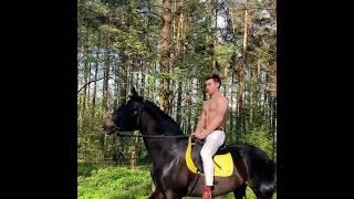 Shirtless Handsome Hunk On Horse #muscular #black #horse