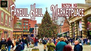 Boston MA Walking Tour 4K | Faneuil Hall, Quincy Market