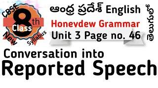 Conversation into Reported Speech I AP Honeydew 8th Class English Grammar