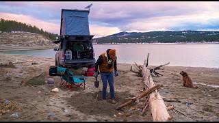 Winter Truck Camping on a Beach in Montana