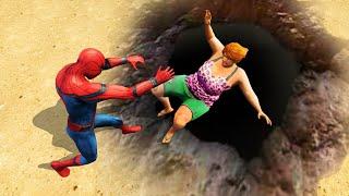 GTA 5 Epic Ragdolls | Spiderman vs Giant Pit (Funny Moments)