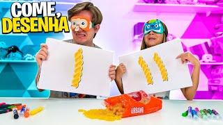 ADIVINHE O QUE ESTÁ COMENDO E DESENHE | TIO LUCAS E LAILA SHOW