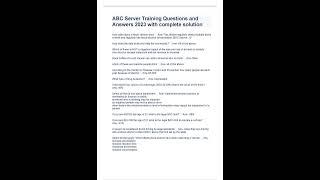 ABC Server Training Questions and Answers 2023 with complete solution