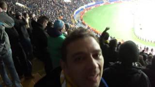 Just after Shola scored in Ukraine against FC Metalist Kharkiv