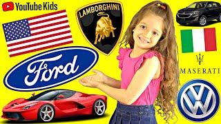  Car Logos And Names For Kids  Learning Car Brands with their Country Flags 