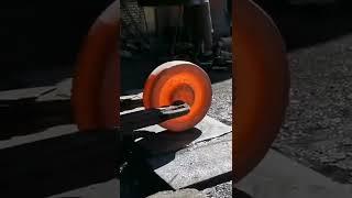 Locomotive Train wheel being forged (CLIP)