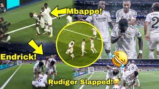 Madness!Militao & Endrick Slapping Rudiger during Goal CelebrationMbappe Slaps Rudiger at the Back