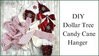 DIY Dollar Tree Cane Cane Hanger || Dollar Tree Christmas Decor || 1 Quick Craft