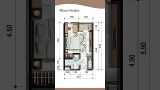 Floor Plan: Micro Studio Apartment, 22 Sqm, Tiny Flat