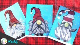 How to Paint a Christmas Gnome | Painting Lesson for Kids