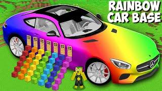 Secret RAINBOW BASE INSIDE RAREST CAR in Minecraft ! MERCEDES-BENZ BASE !