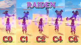 C0 Raiden vs C4 Raiden vs C6 Raiden comparison!! How Much is the Difference?? gameplay Comparison!!