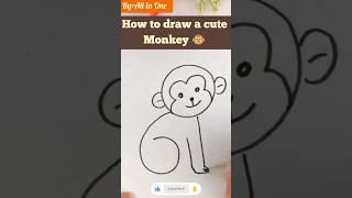 How to draw a monkey|How to draw a monkey for kids|How to draw a monkey easy#shorts #ashortaday #art