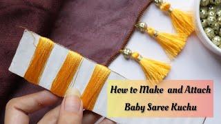 How to attach tassels to saree/dupatta/shirt - how to make baby Kuchu saree - baby kuchu design