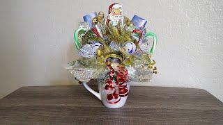 Holiday Candy Bouquet Mug Tutorial! Inexpensive, Easy & So Cute!!! DollarTree DIY!