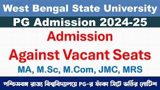 West Bengal State University PG Admission 2024-2025 Against Vacant Seats