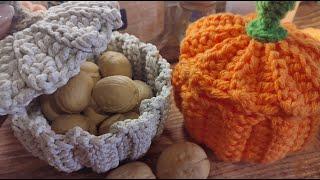 "КОРЗИНКА ТЫКВА" крючком . МК 2 ЧАСТЬ /"PUMPKIN BASKET" crocheted. MK 2 PART