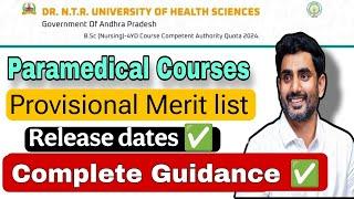 Bpt & Bsc Mlt Paramedical courses | Merit list | Release  | Dr NTR University 2024