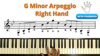 G Minor Arpeggio - Right Hand (With Fingering) | Trinity Grade 2 Arpeggios