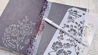 Gel Pen Stenciling bet you didnt know this trick! for beautiful junk journal pages