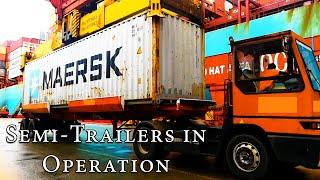 Port Terminal Operation - ISO Container Loading and Unloading from Trailer - Terminal Trailer