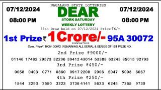 Dear Lottery Sambad Result 08:00pm 07/12/24 Nagaland Lottery fax