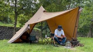 Relax by the fire during solo camping! Spend two days and one night in a teepee tent