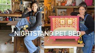 HOW TO Turn a BASIC Nightstand into a POSH PET BED (Perfect for a small Dog or Cat Bed) REPURPOSE