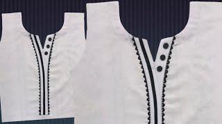 New style V placket neck design cutting and Stitching || #nabiladressingdesigner