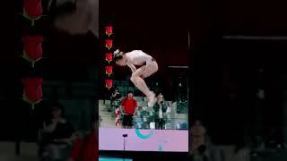 Fabulous moments of performance on the balance beam im slow motion 